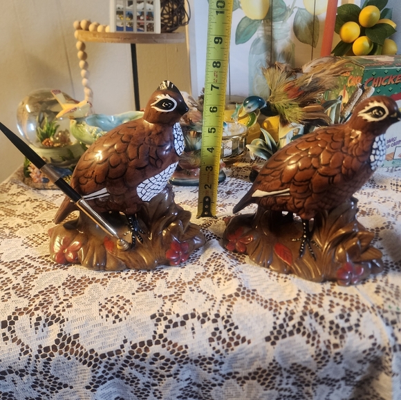 Vintage‎ Ceramic Holland Mold Quail Desk Pen Holder Set Of 2 - Picture 9 of 9